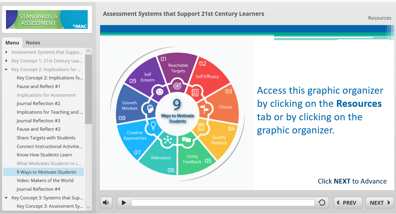 Example of a slide with a graphic organizer